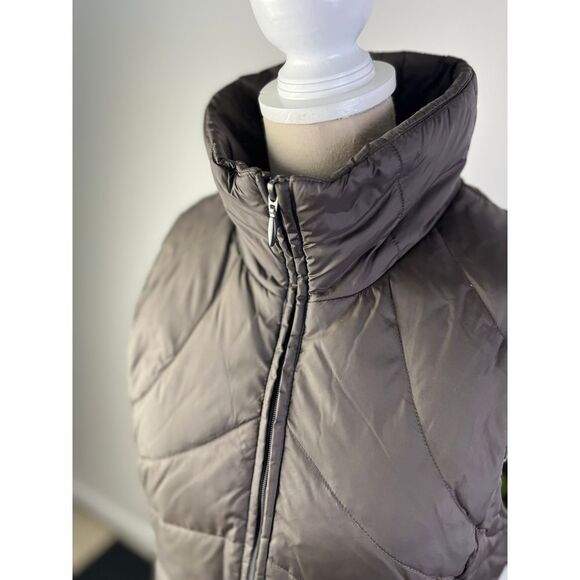 Kenneth Cole Quilted High-Neck Puffer Vest Brown Sleeveless Jacket Brown Zip L - Picture 3 of 6